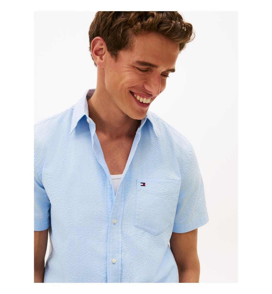 Shirt Seersucker Solid SS RF - Sweet Blue