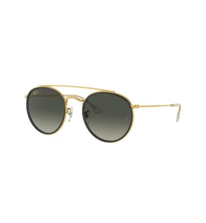 Lunettes de Soleil Round Double Bridge - Poli Or et Dégradé Gris
