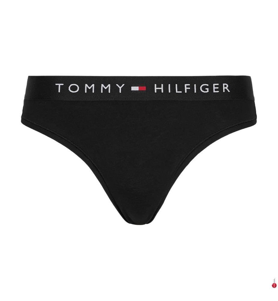String Logo Waistband Thong - Schwarz