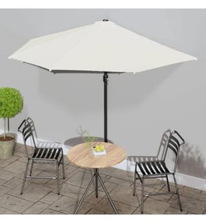 Balkon-Sonnenschirm mit Alu-Mast Sandfarben 300x155 cm Halbrund
