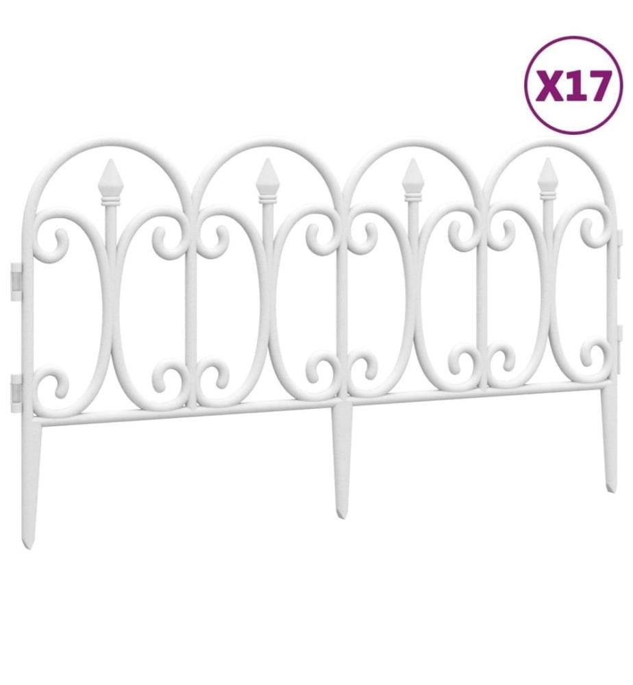 Bordures de pelouse 17 pcs Blanc 10 m PP