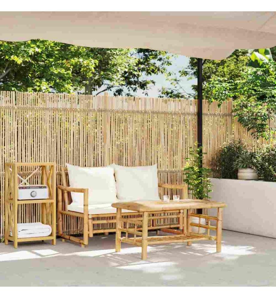 2-tlg. Garten-Sofagarnitur mit Kissen Bambus