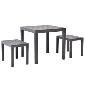 Gartentisch mit 2 Bänken Kunststoff Braun