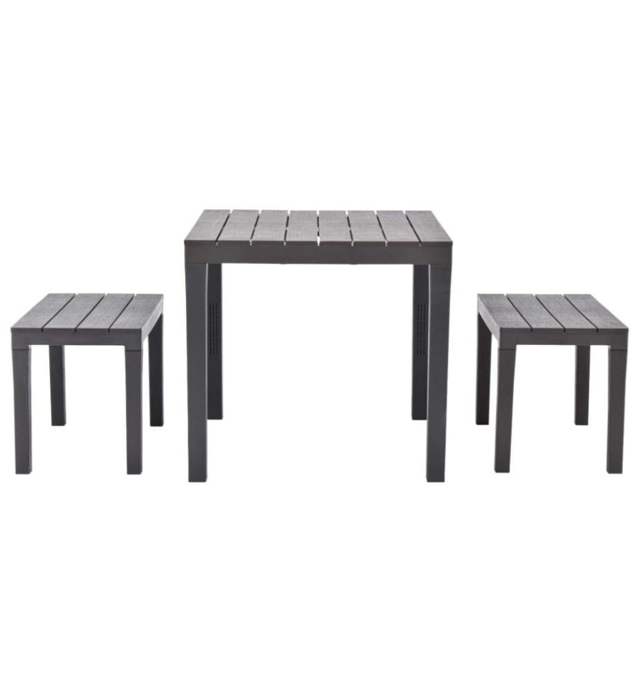Gartentisch mit 2 Bänken Kunststoff Braun