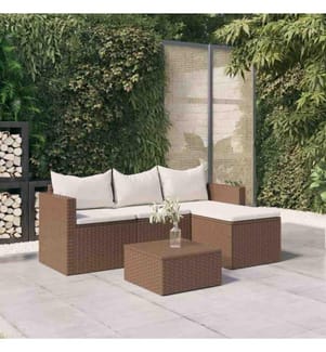 Garten-Lounge-Set Braun Poly Rattan