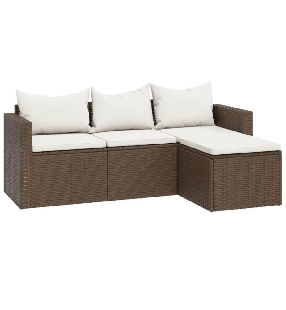 Garten-Lounge-Set Braun Poly Rattan