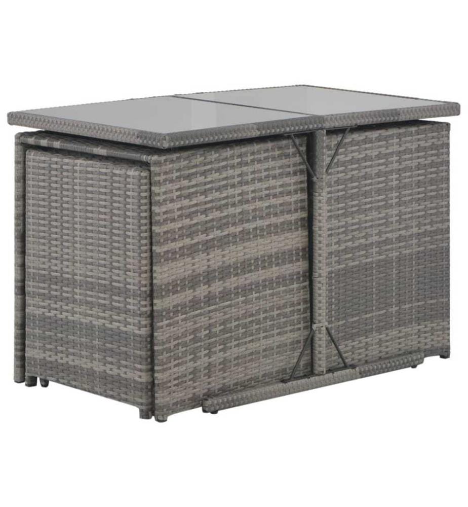 7-tlg. Garten-Essgruppe mit Kissen Poly Rattan Grau