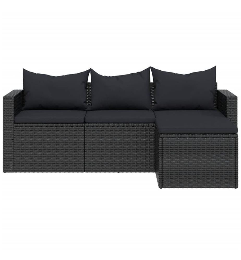 Garten-Lounge-Set Schwarz Poly Rattan