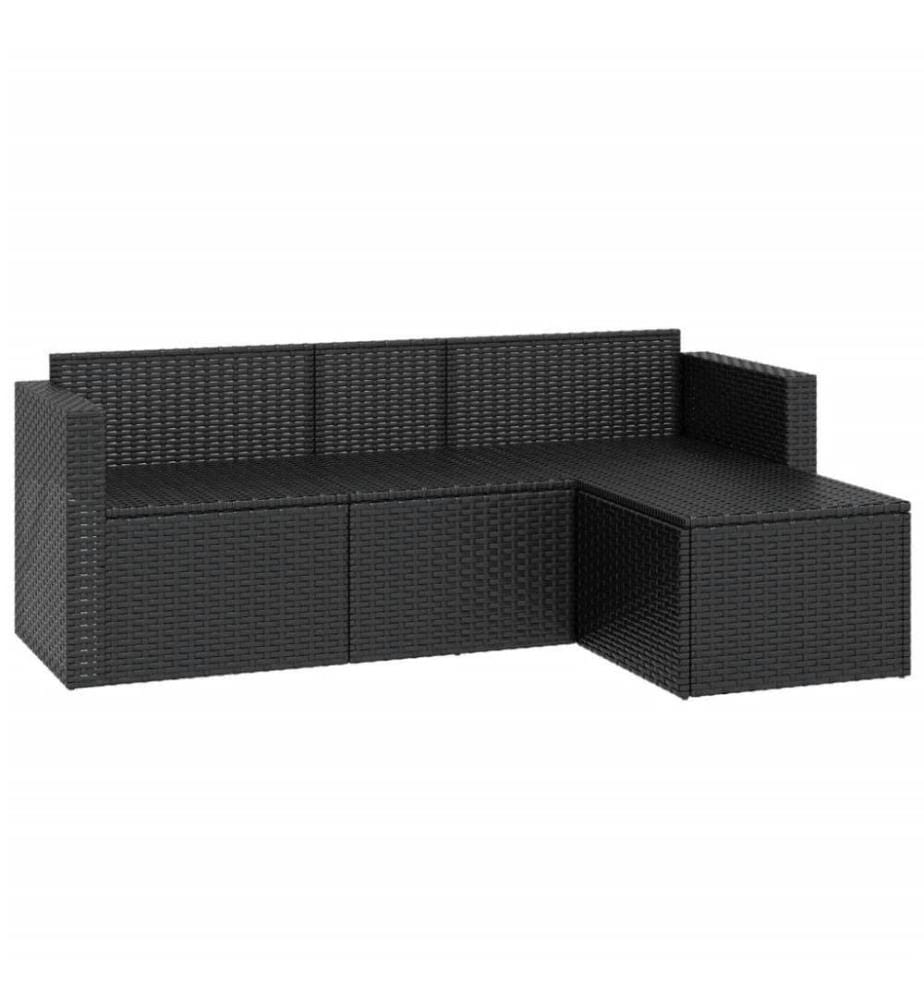 Garten-Lounge-Set Schwarz Poly Rattan