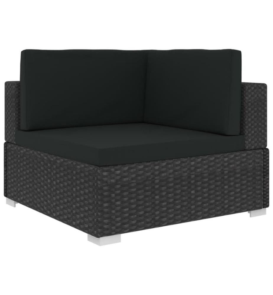 6-tlg. Garten-Lounge-Set Schwarz mit Auflagen Poly Rattan