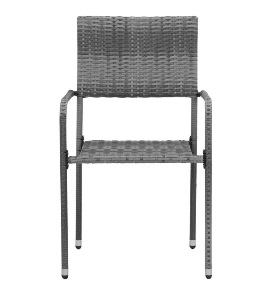 3-tlg. Garten-Essgruppe Poly Rattan Grau