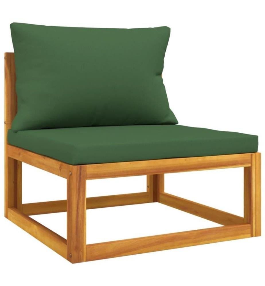 4-tlg. Garten-Lounge-Set mit Grünen Kissen Massivholz