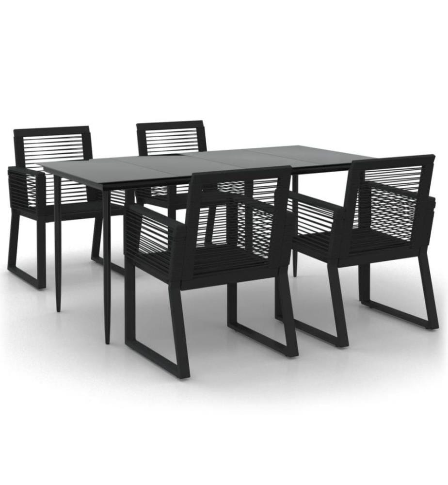 5-tlg. Garten-Essgruppe Schwarz PVC Rattan