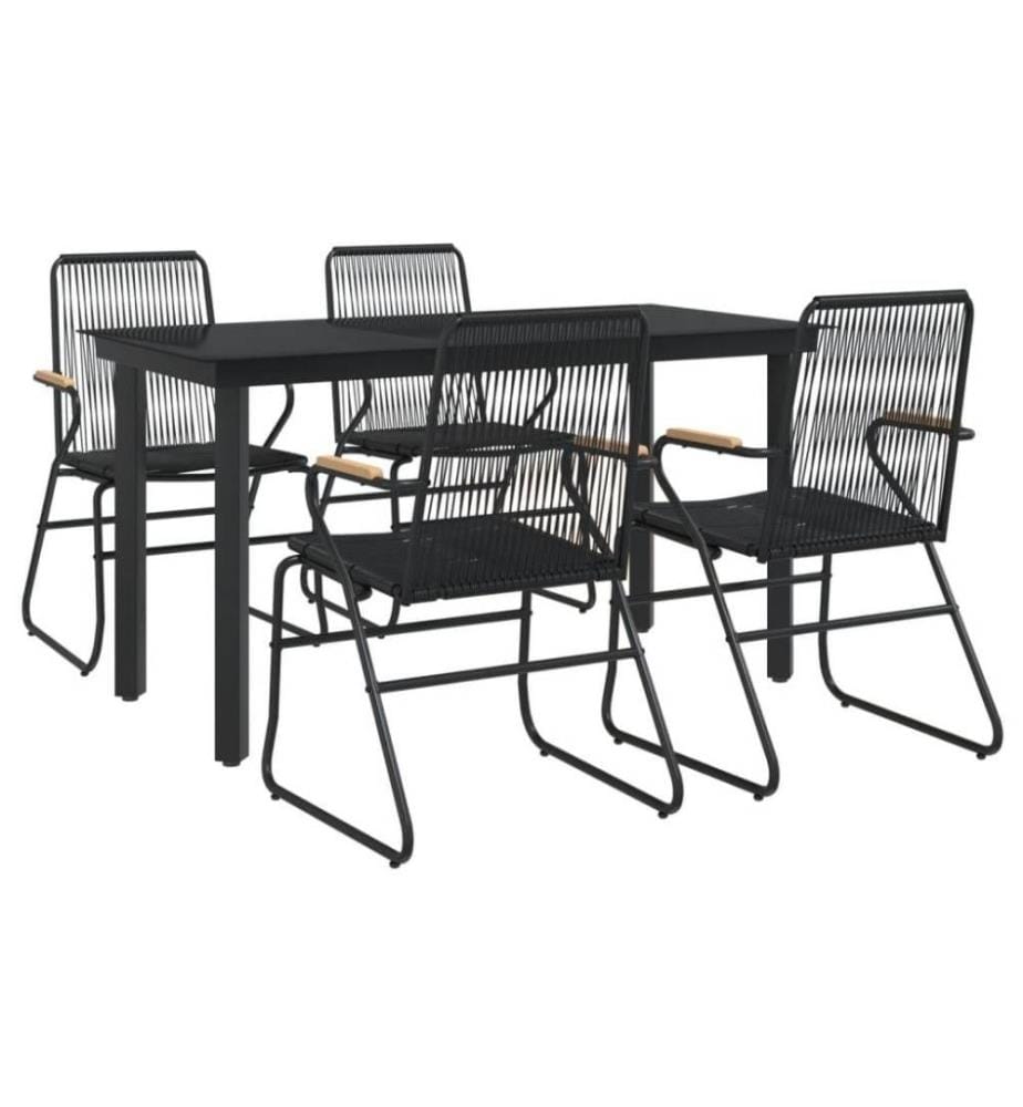 5-tlg. Garten-Essgruppe Schwarz PVC Rattan