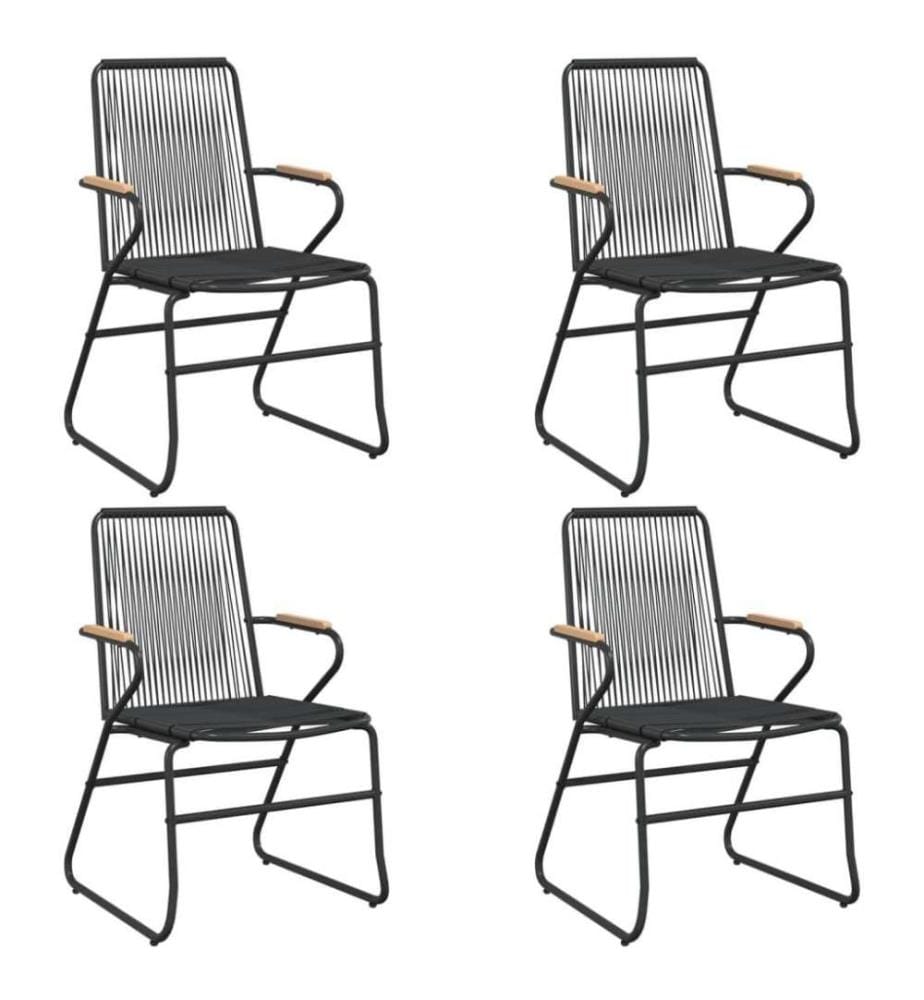 5-tlg. Garten-Essgruppe Schwarz PVC Rattan