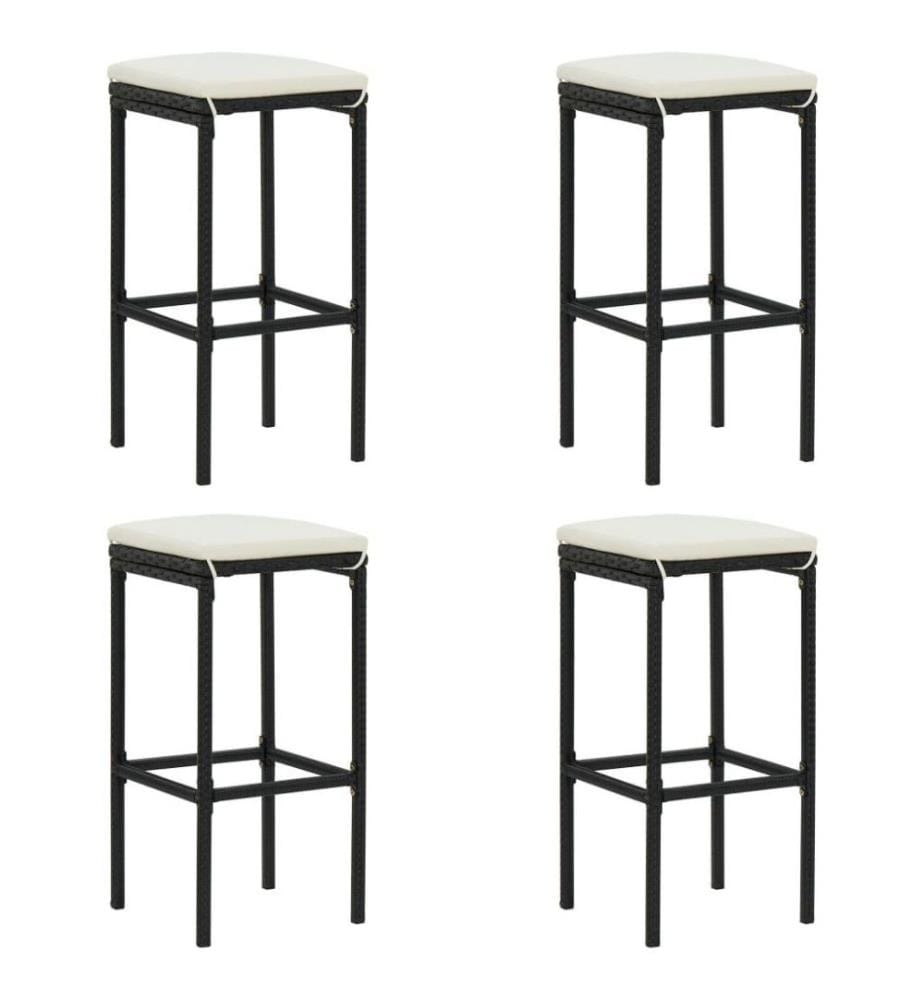 5-tlg. Gartenbar-Set mit Kissen Schwarz Poly Rattan