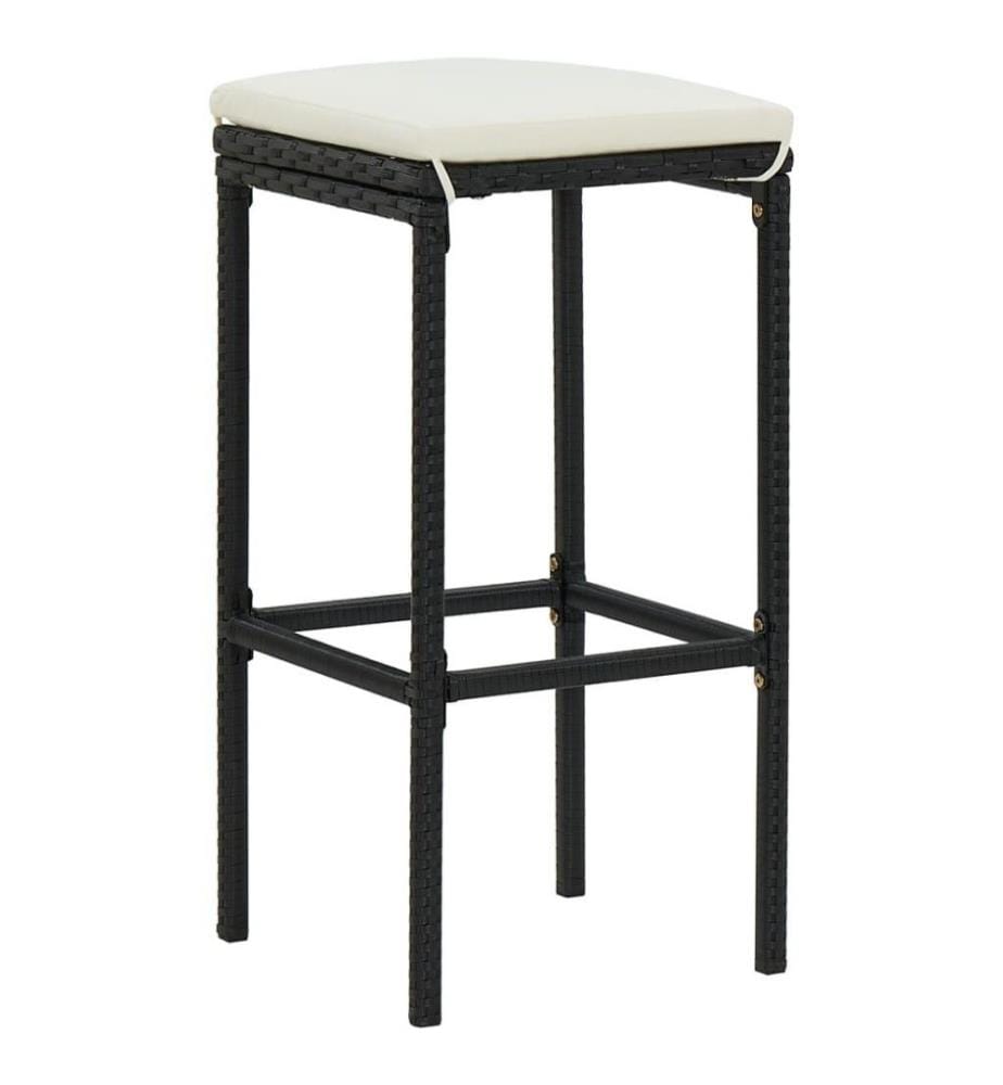 5-tlg. Gartenbar-Set mit Kissen Schwarz Poly Rattan