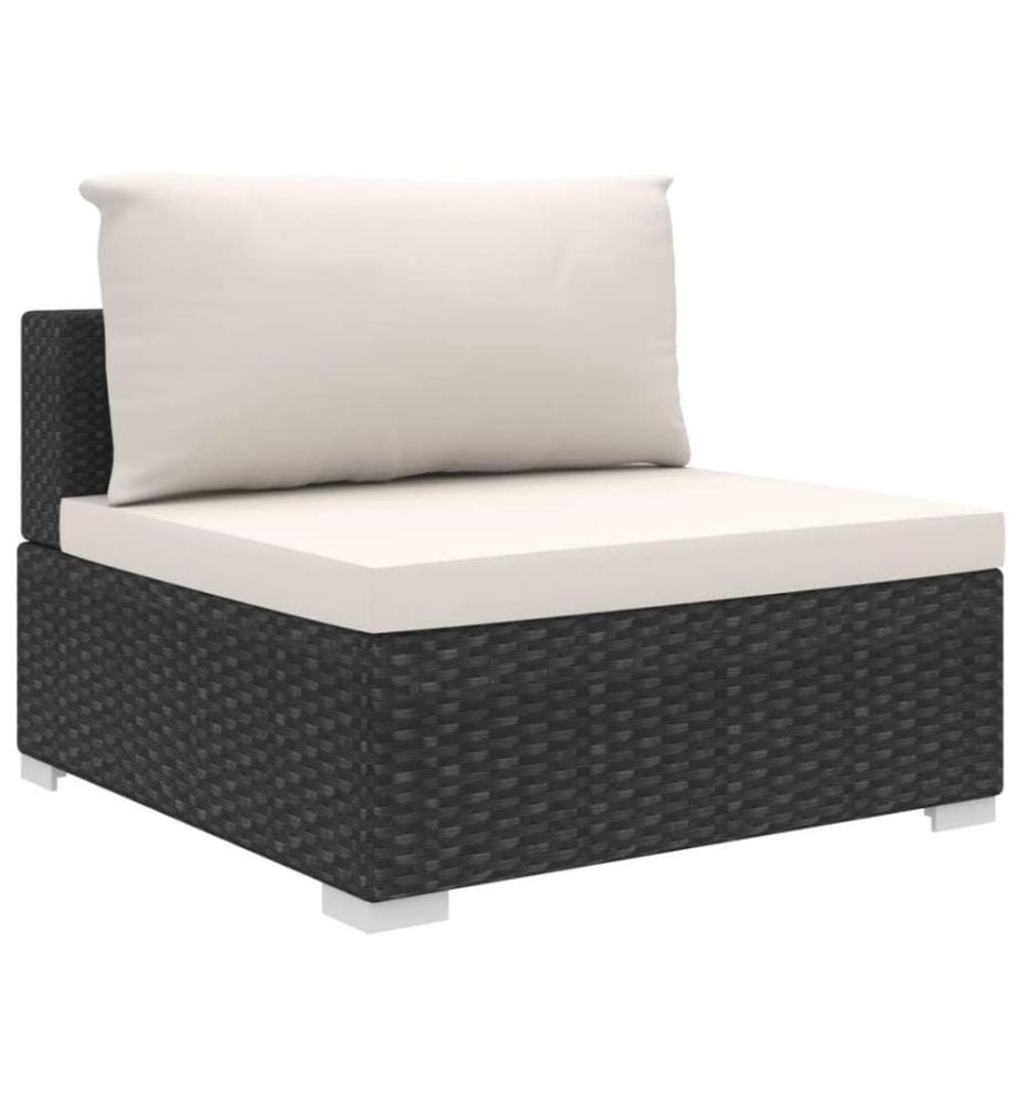 6-tlg. Garten-Lounge-Set mit Auflagen Poly Rattan Schwarz