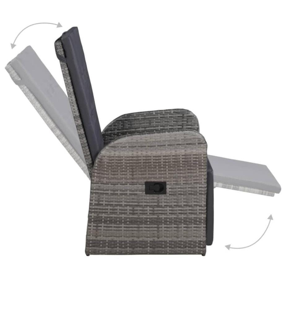 3-tlg. Bistro-Set mit Auflagen Poly Rattan Grau