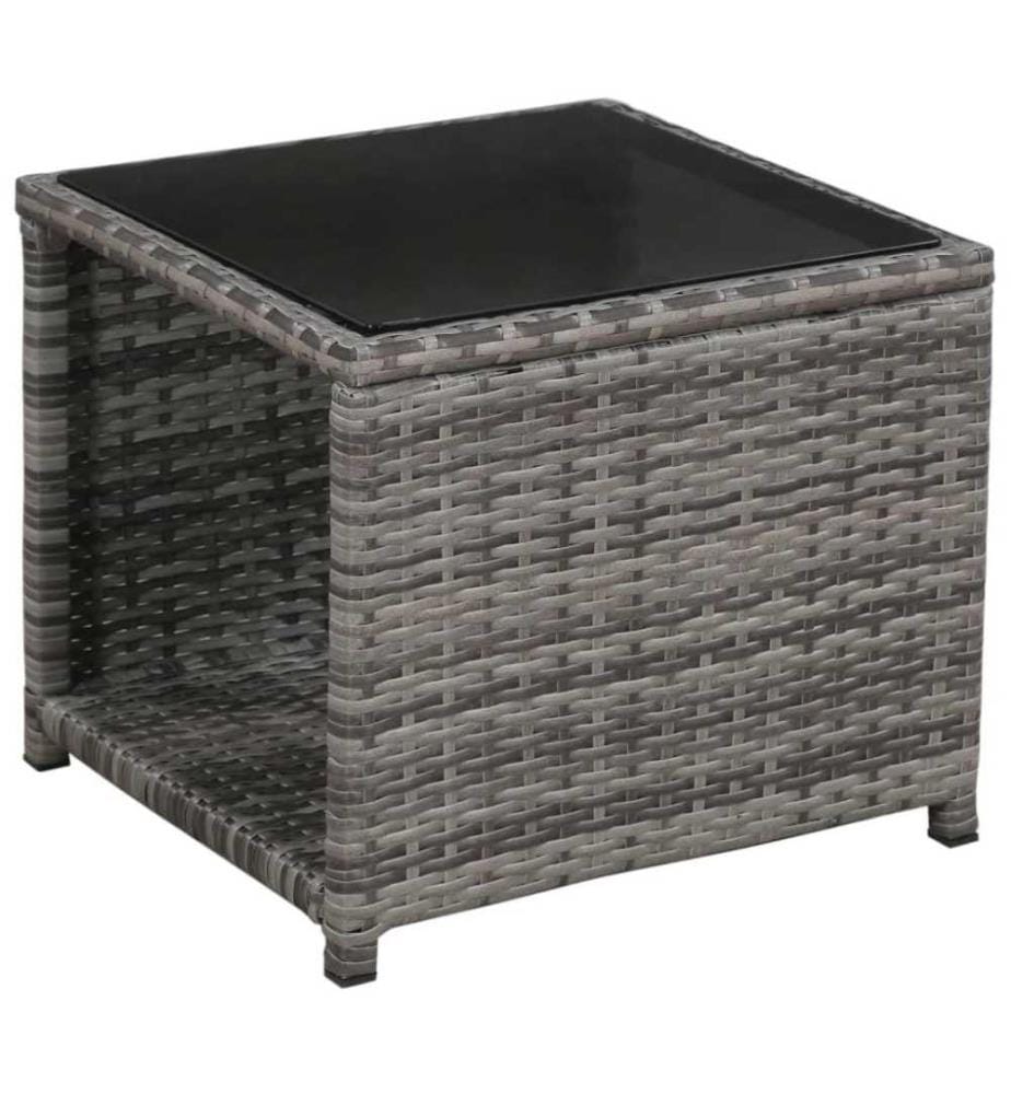 3-tlg. Bistro-Set mit Auflagen Poly Rattan Grau