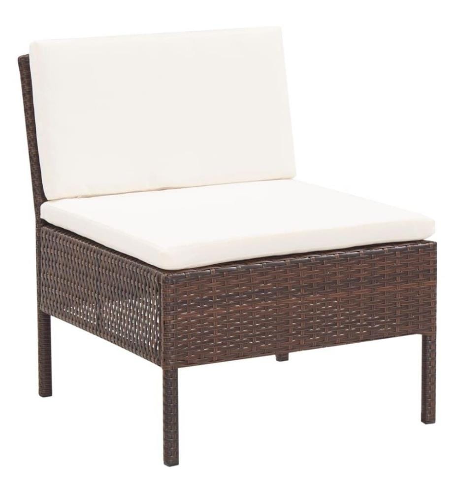 3-tlg. Garten-Lounge-Set mit Auflagen Poly Rattan Braun