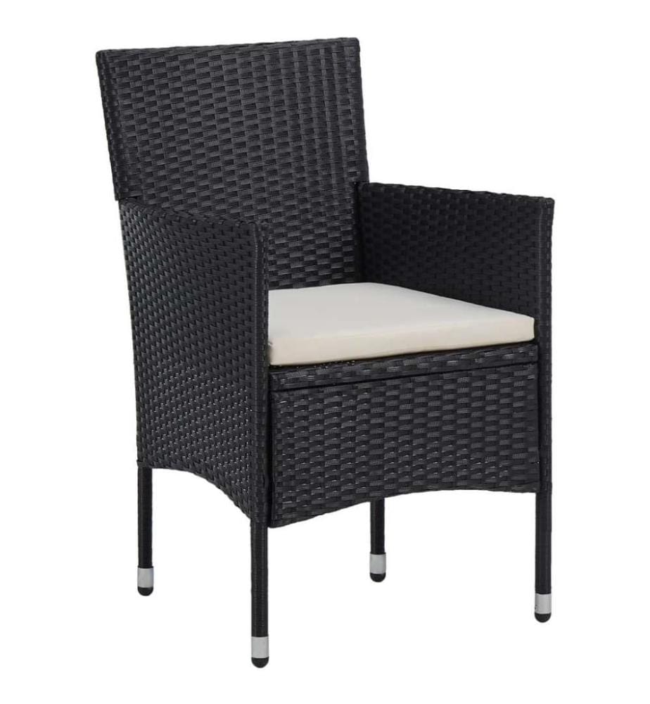 3-tlg. Garten-Essgruppe Poly Rattan Schwarz