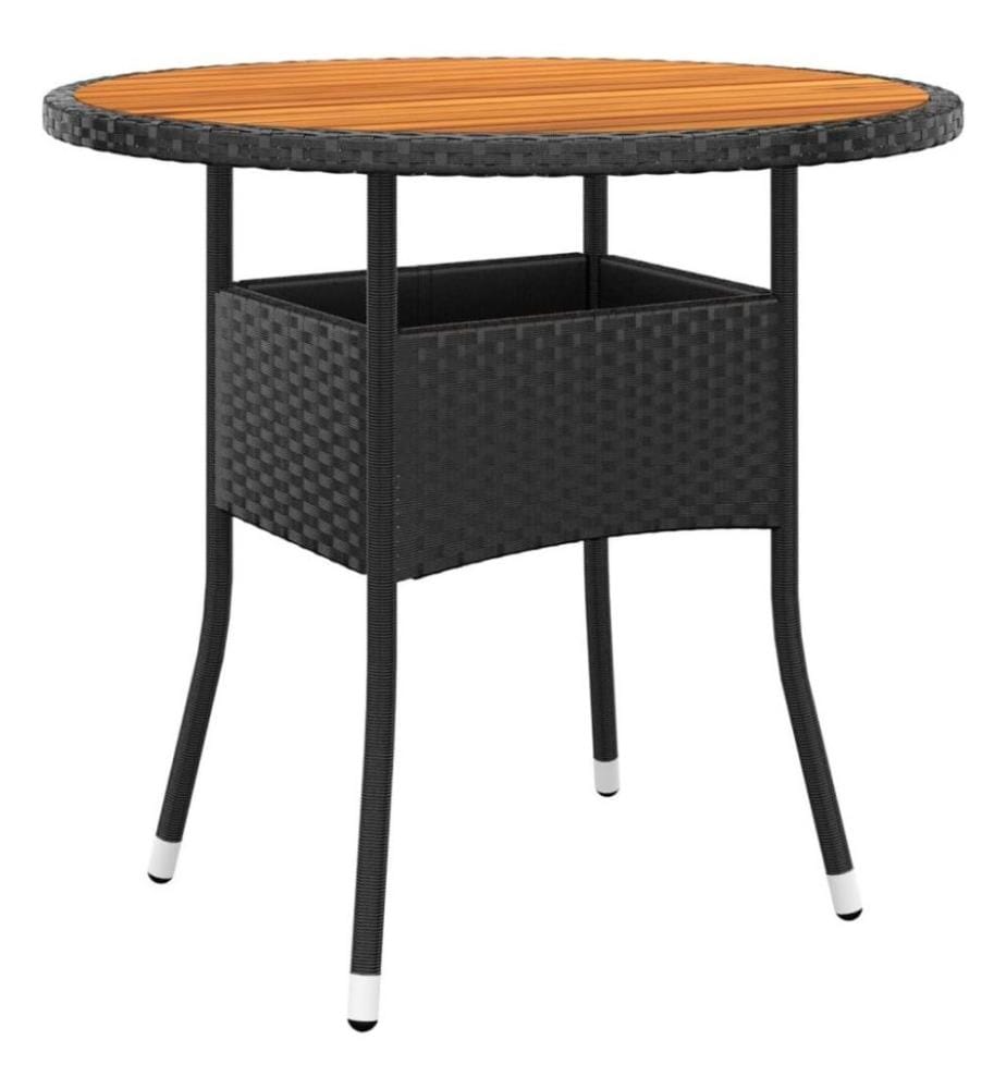 3-tlg. Garten-Essgruppe Poly Rattan Schwarz