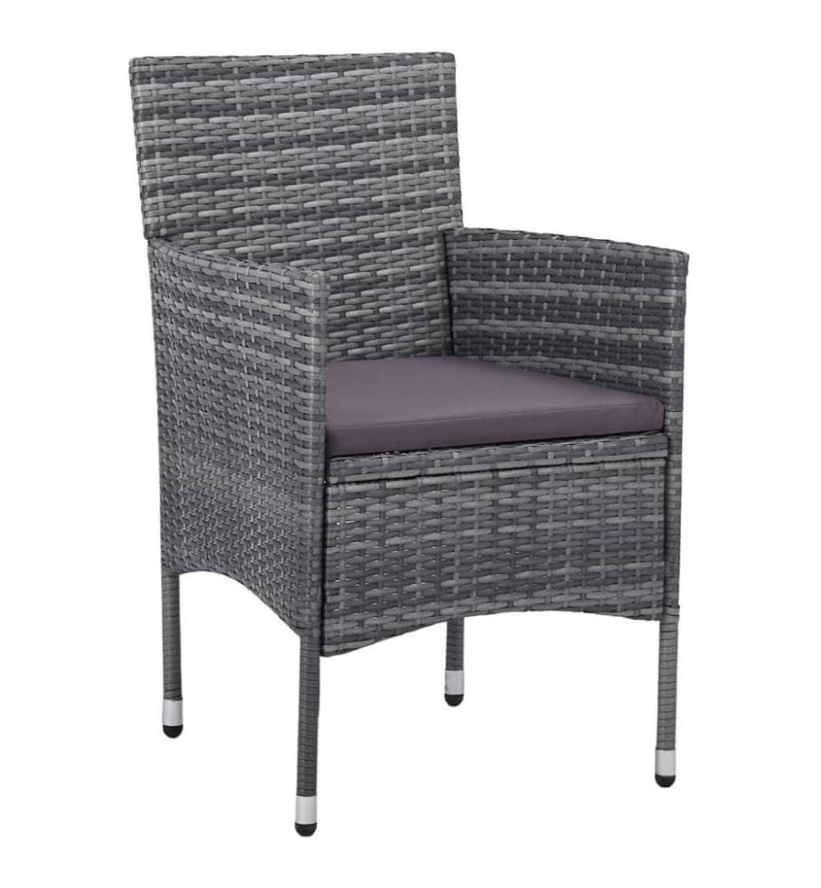5-tlg. Garten-Essgruppe Poly Rattan Grau