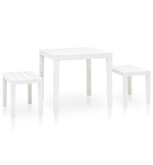 Gartentisch mit 2 Bänken Kunststoff Weiss