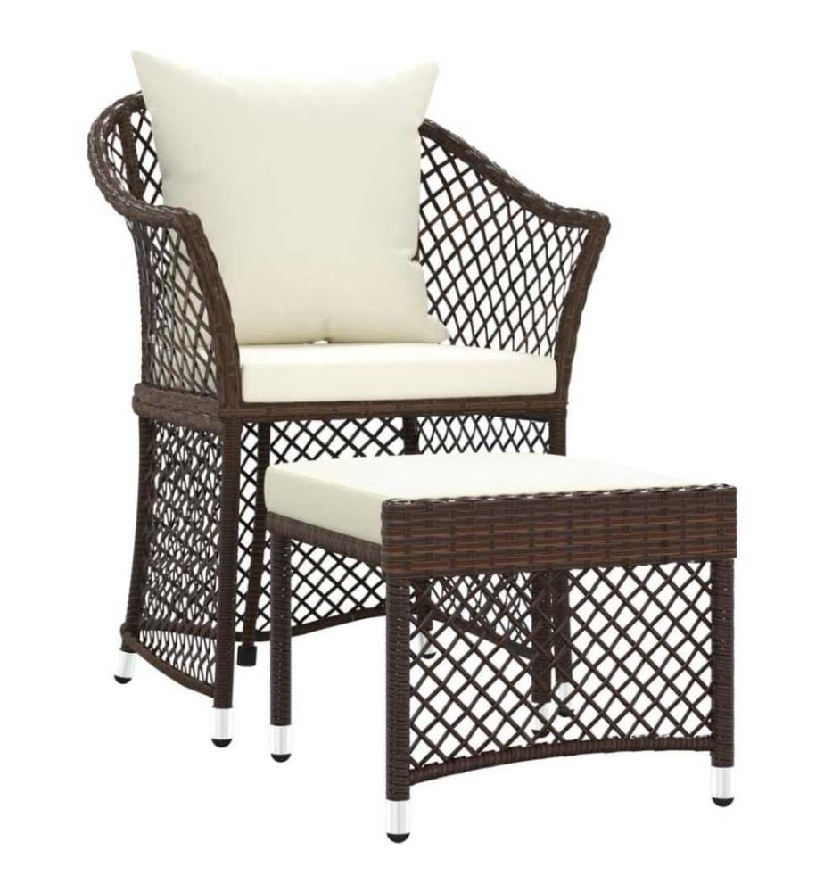 2-tlg. Garten-Lounge-Set mit Kissen Braun Poly Rattan