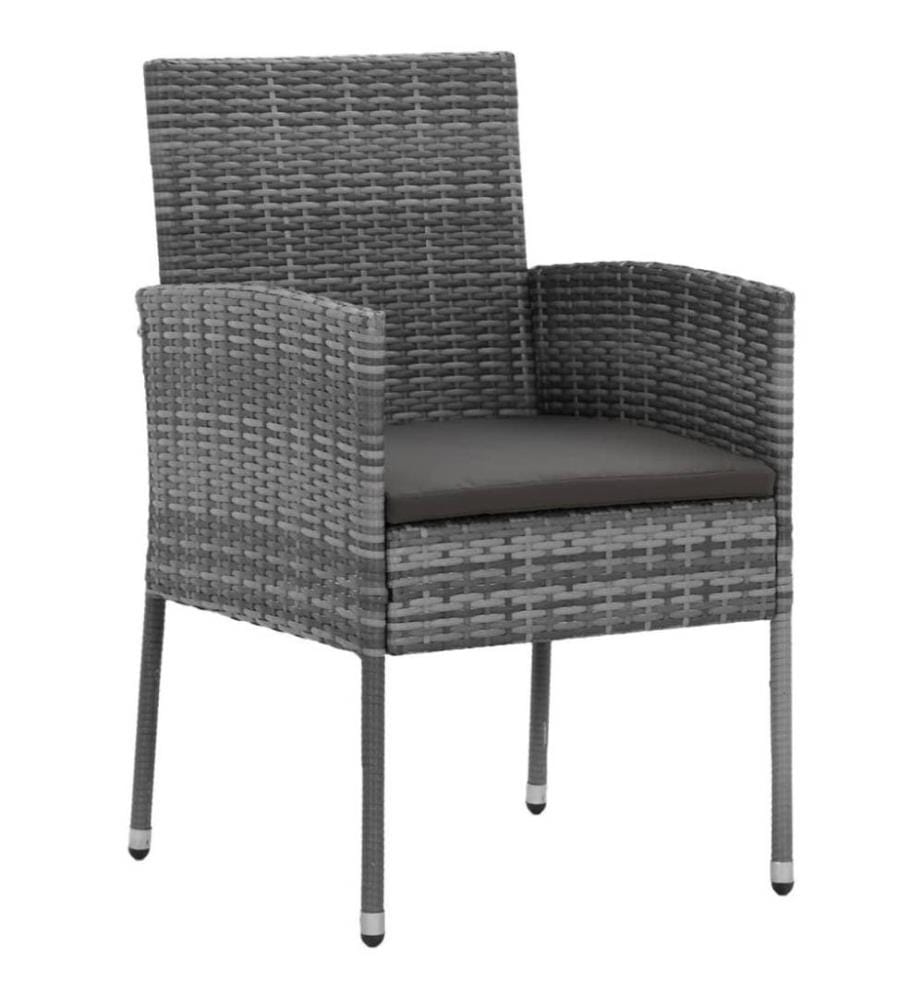 3-tlg. Garten-Essgruppe Poly Rattan Grau