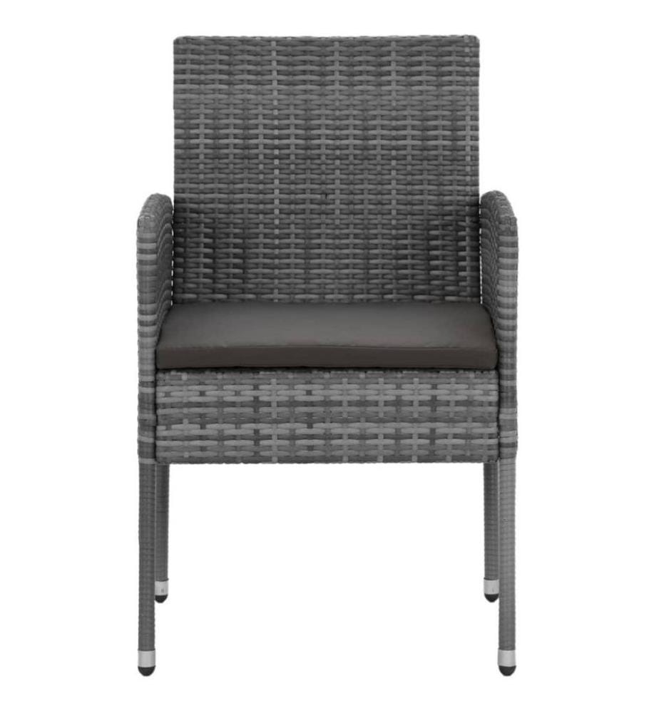 3-tlg. Garten-Essgruppe Poly Rattan Grau