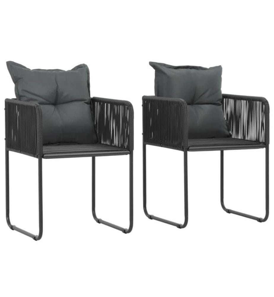 Gartenstühle 2 Stk. mit Polstern Poly Rattan Schwarz