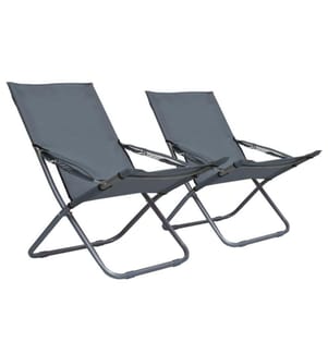 Klappbare Strandstühle 2 Stk. Stoff Grau