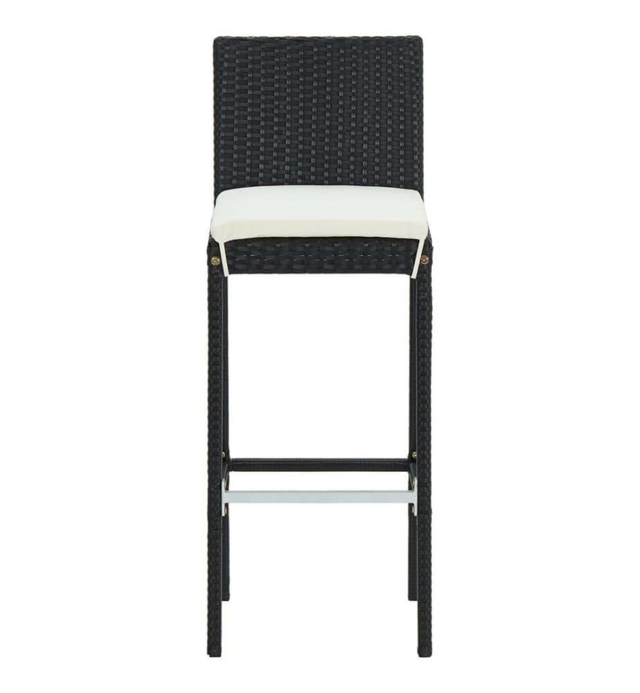 Garten-Barhocker mit Kissen 2 Stk. Schwarz Poly Rattan