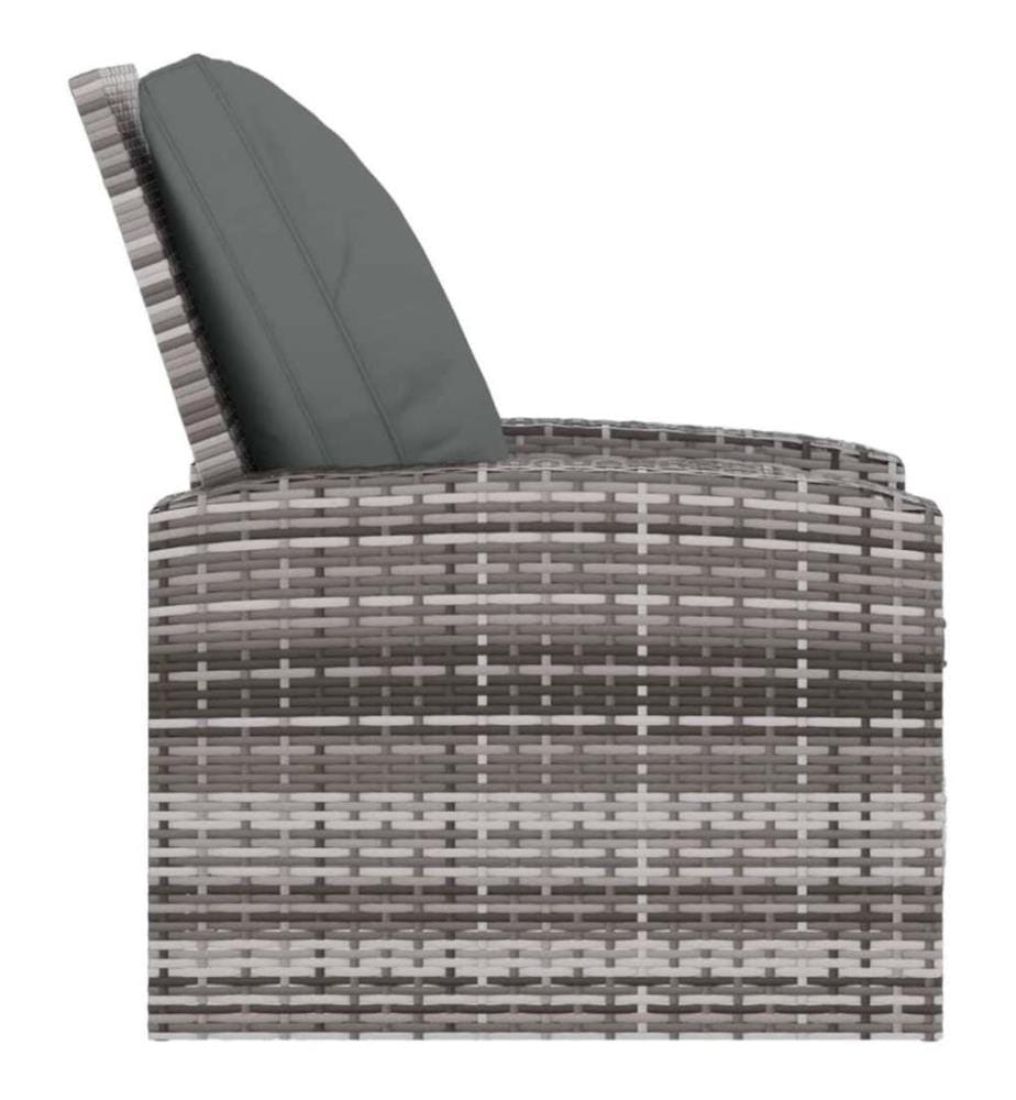 Gartensessel Verstellbar mit Kissen Grau Poly Rattan