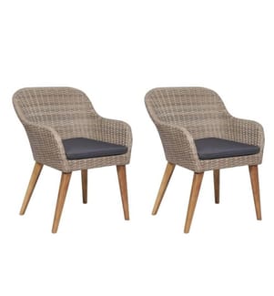 Gartenstühle mit Polstern 2 Stk. Poly Rattan Braun