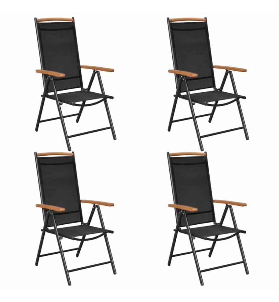 Gartenstühle Klappbar 4 Stk. Aluminium und Textilene Schwarz