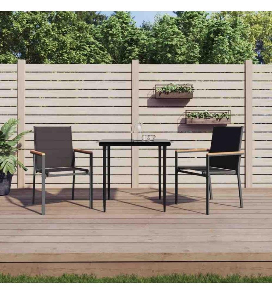 Gartenstühle 2 Stk. Schwarz 55x61,5x90 cm Textilene und Stahl