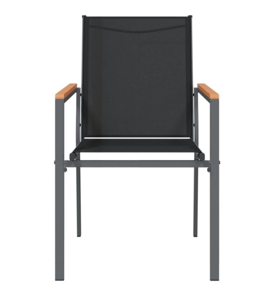 Gartenstühle 2 Stk. Schwarz 55x61,5x90 cm Textilene und Stahl