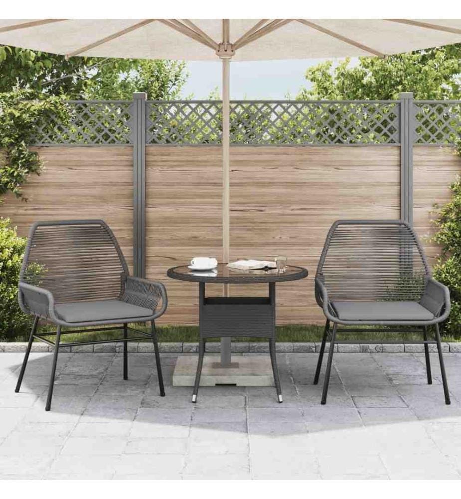 Gartenstühle 2 Stk. mit Kissen Grau Poly Rattan