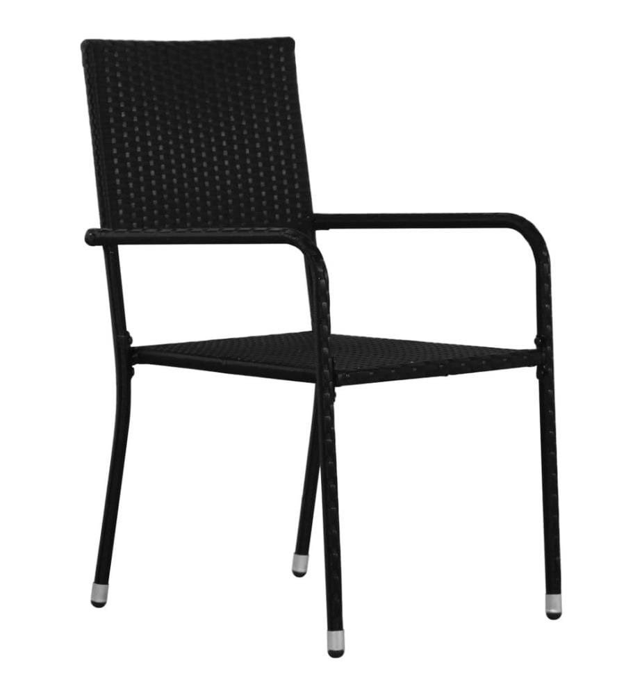 Garten-Essstühle 4 Stk. Stapelbar Schwarz Polyrattan