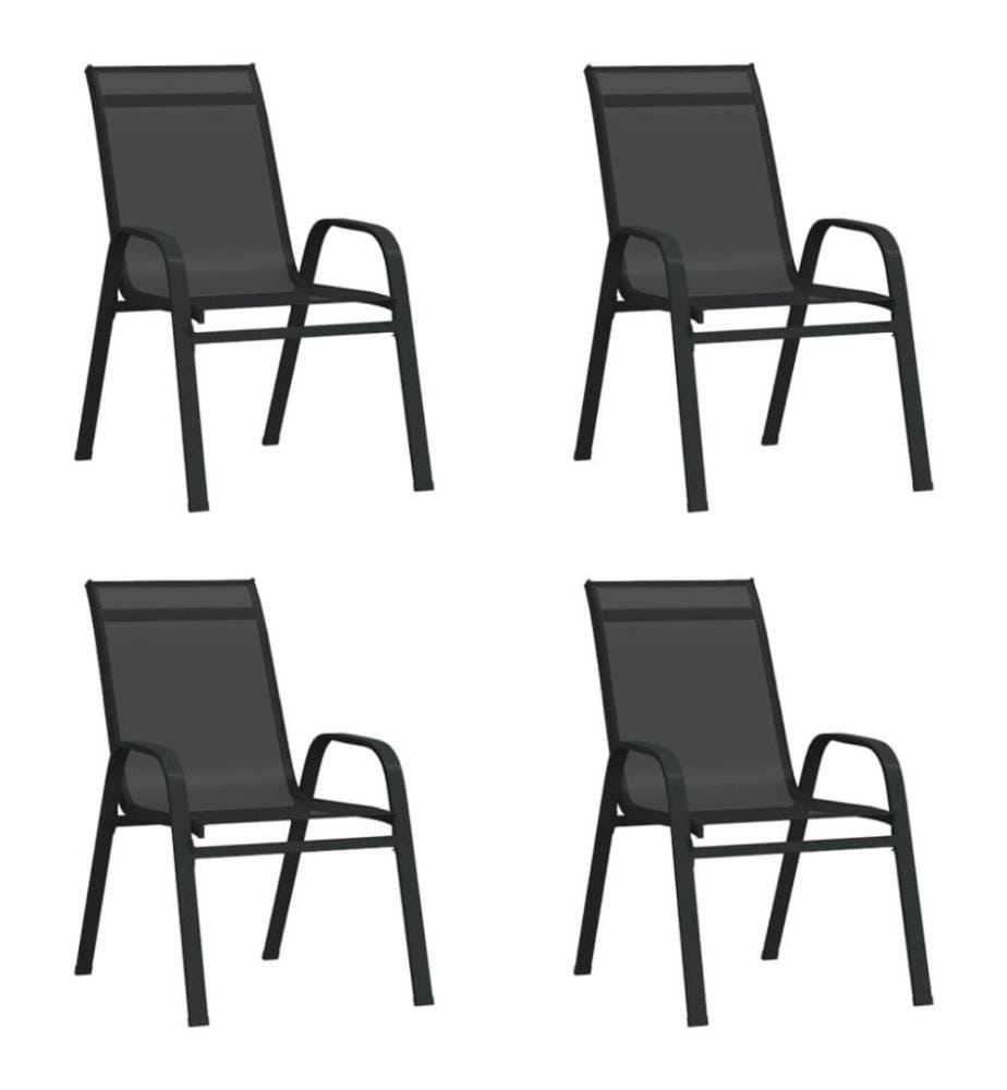 Stapelbare Gartenstühle 4 Stk. Schwarz Textilene