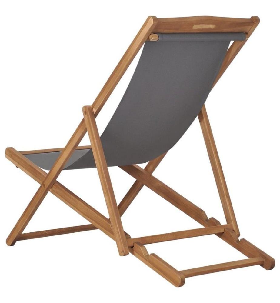 Strandstuhl Klappbar Massivholz Teak Grau