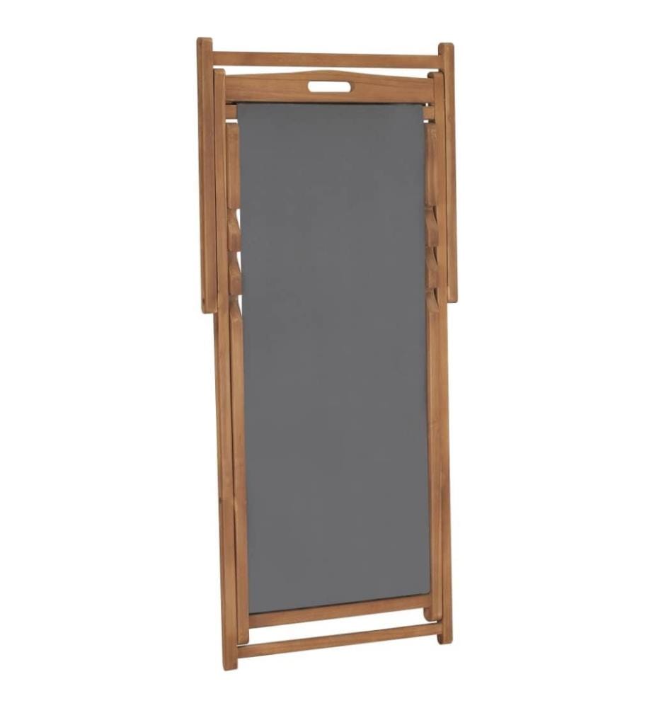 Strandstuhl Klappbar Massivholz Teak Grau