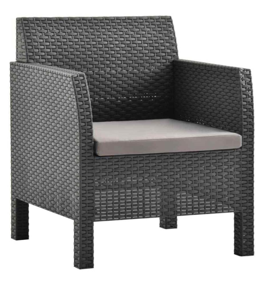 Gartenstuhl mit Kissen PP Rattan Anthrazit