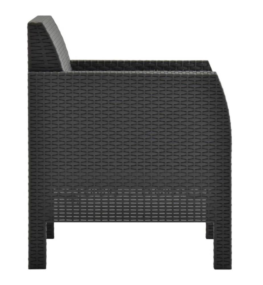 Gartenstuhl mit Kissen PP Rattan Anthrazit