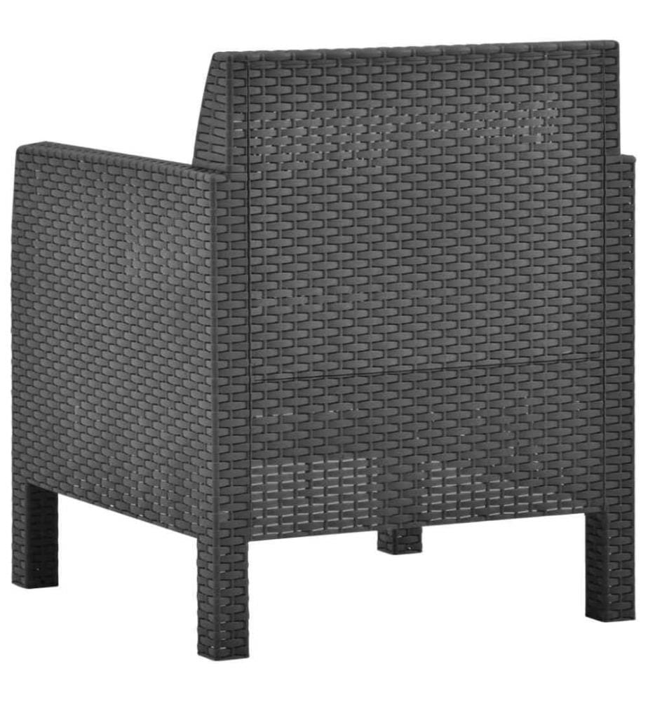 Gartenstuhl mit Kissen PP Rattan Anthrazit