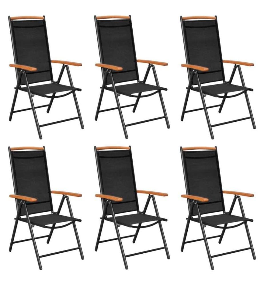 Gartenstühle Klappbar 6 Stk. Textilene Schwarz