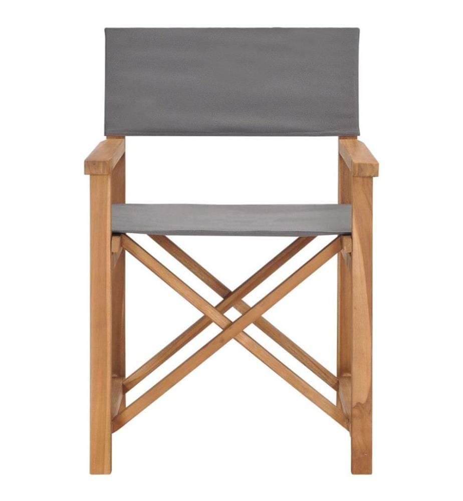 Regiestuhl Massivholz Teak Grau